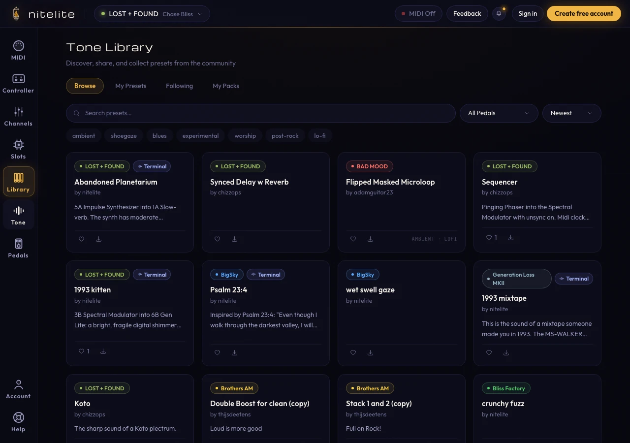 Nitelite Tone Library